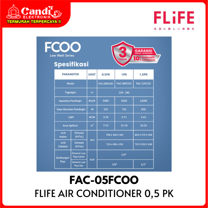 Ac Flife 0,5 Pk Fac-05fcoo (indoor Fac-05fcoo + Outdoor Fac-05fcoo)